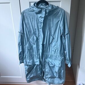 MaxMara sky Blue Women's Hooded Polyester Silk Coat